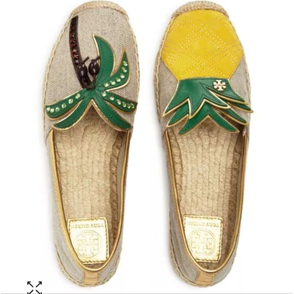 Tory Burch Women's Pineapple Espadrilles - Green and Yellow Size 5 NEW - Picture 1 of 8